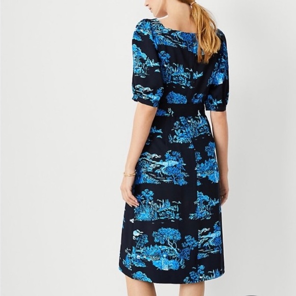 Ann Taylor Floral Toile Square Neck Shift Dress - Picture 2 of 9